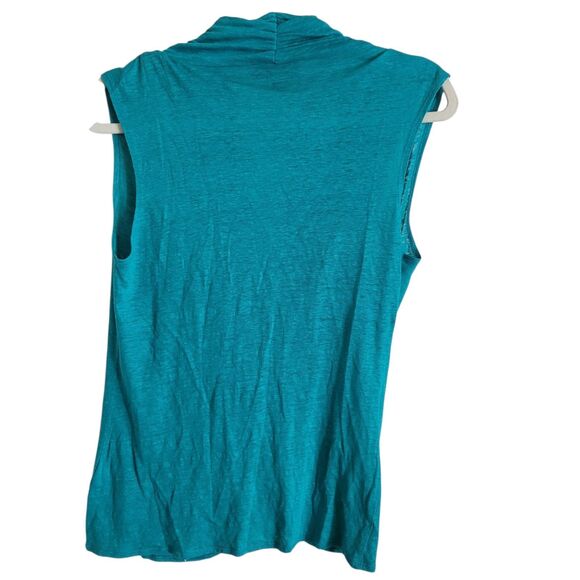 Karen Kane Linen Sleeveless Infinity Top Womens Medium Turquoise Preppy Boho USA - Picture 2 of 8